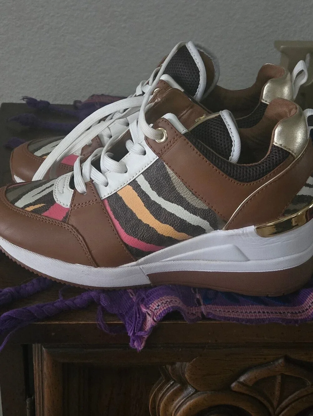 Michael Kors Brown Multicolor Platform Sneaker